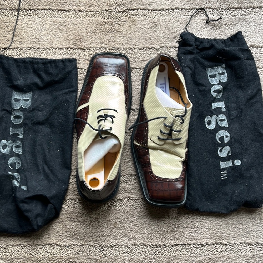 Borgesian men’s shoe size 41. Tan and brown